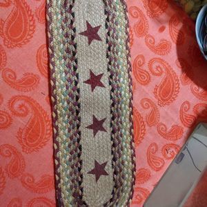 Earth Rugs Braided Burgundy & Gold Stars Stair Tread / Table Runner